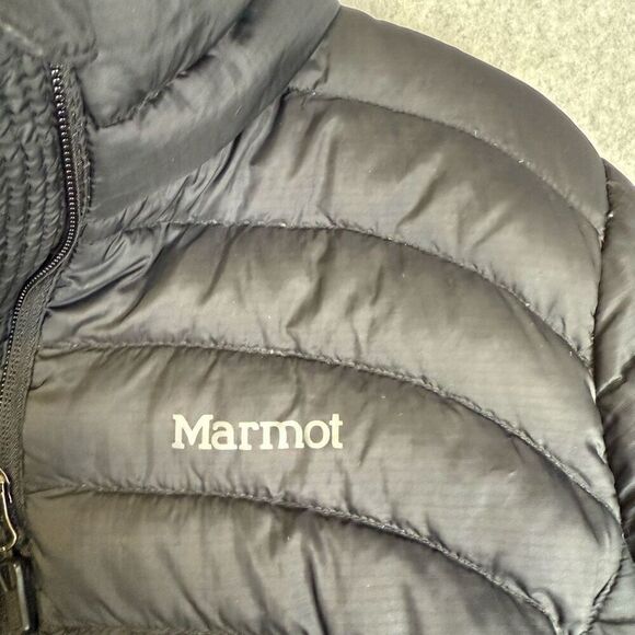 Marmot womens Aruna Medium Zip Front Duck Down Puffer Jacket Black 600 Fill Pock - Picture 2 of 9